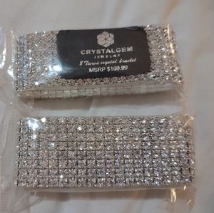 Hand Crafted 8 Tiered Crystal Gem Sparkling Stretch Bracelet